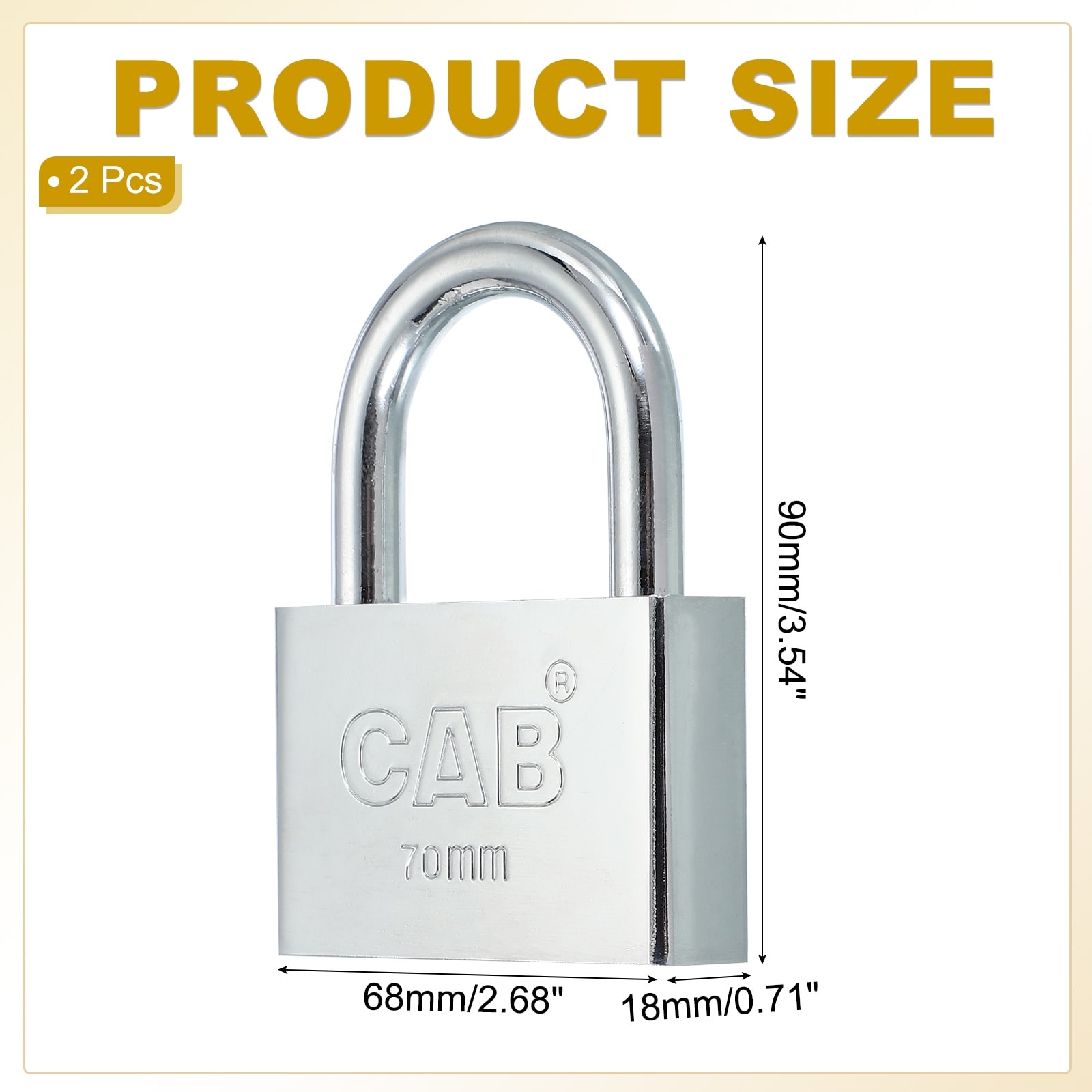 Pin Tumbler Padlocks, Keyed Different Lock Stainless Steel Padlocks Harden Shackle with Keys - Silver