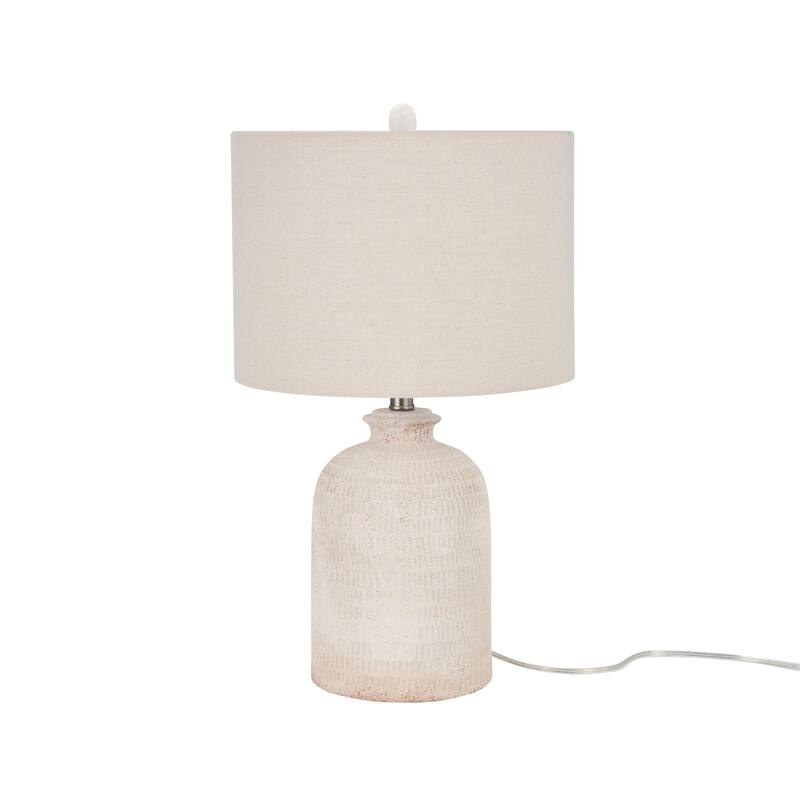 Nourison 24" White Terracotta Textured Farmhouse Table Lamp