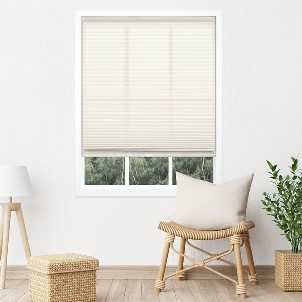 slide 2 of 5, Cream Light Filtering Cordless Cellular Shade (48 inches long)