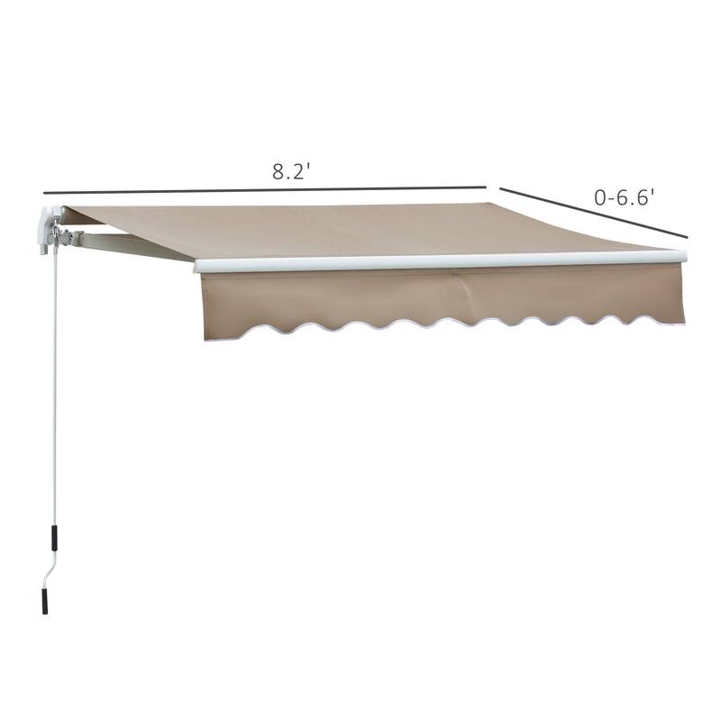 Outsunny 8' x 6.6' Outdoor Patio Manual Retractable Exterior Window Awning, Coffee Brown