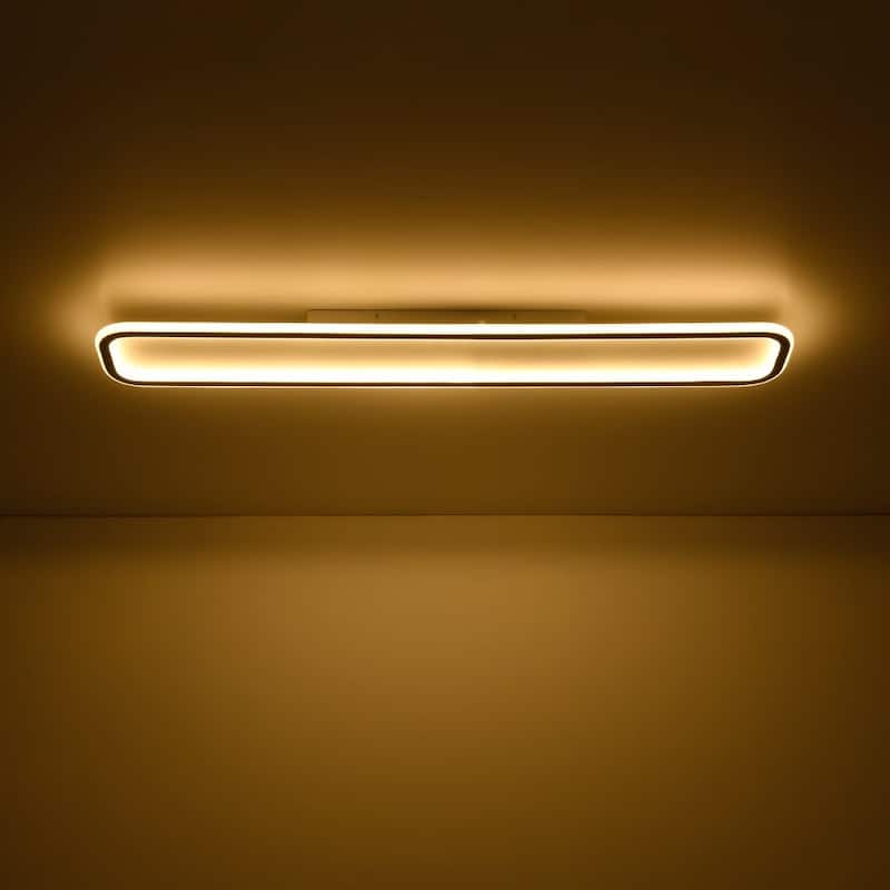 Minimalism Rectangular Dimmable LED Semi Flush Mount Ceiling Light