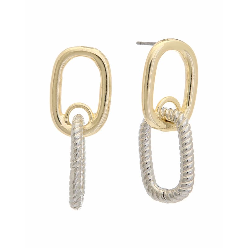 Juvell Two Tone Gold Plated Brass Dangling Link Earrings - N/A