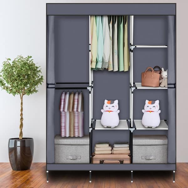 Ktaxon Non-Woven Fabric Portable Closet Organizer Storage with 14 Shelves, Black