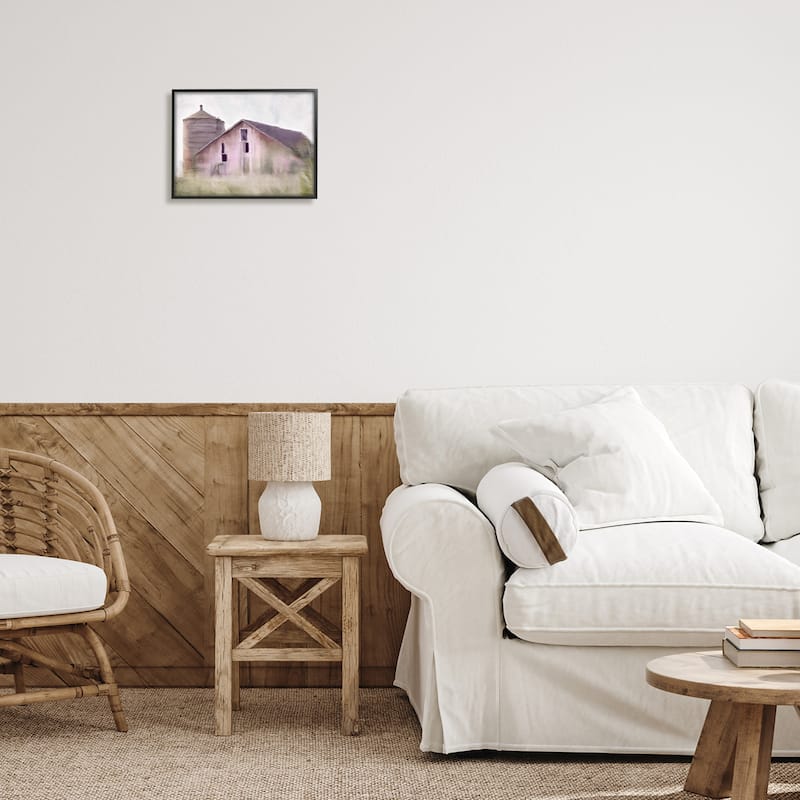 Stupell Tranquil Rural Farmhouse Countryside Grassland Framed Wall Art - Pink