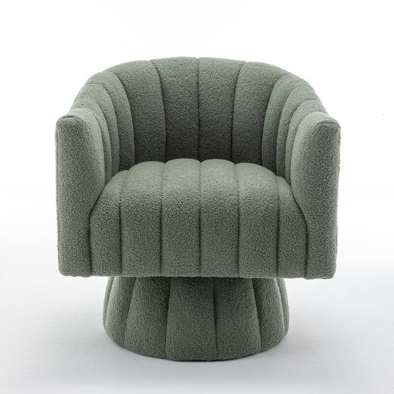 SEYNAR Modern Glam Velvet Upholstered Round Swivel Accent Barrel Chair