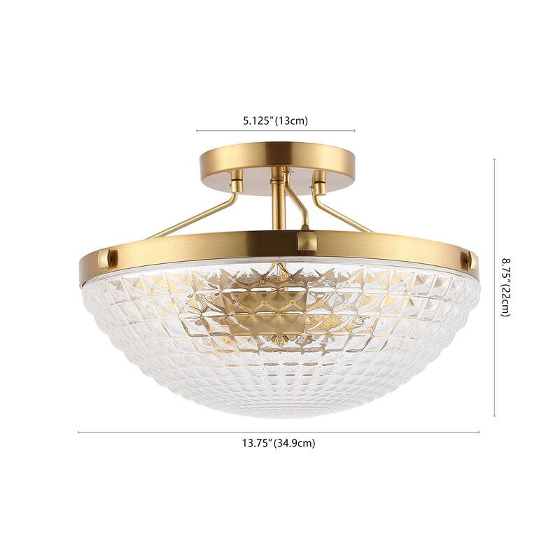 SAFAVIEH Lighting Malen Flush Mount - 14" W x 14" D x 9" H - Gold Base - 14Wx14Dx9H