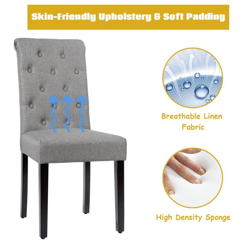 Costway Set of 2 Parsons Upholstered Fabric Chair with Wooden Legs