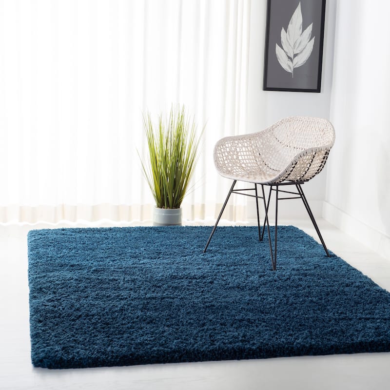 SAFAVIEH Fontana Shag Kimberlie Solid 2-inch Thick Rug - 4' x 6' - Blue - Rectangle