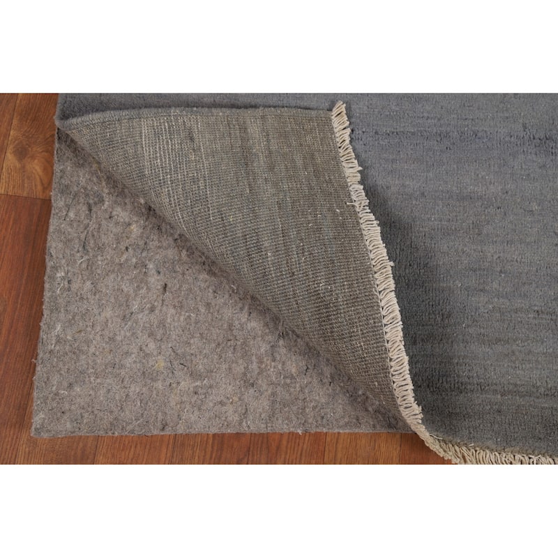 Gray Blue Gabbeh Modern Foyer Rug Hand-Knotted Wool Carpet - 3'7"x 4'9"