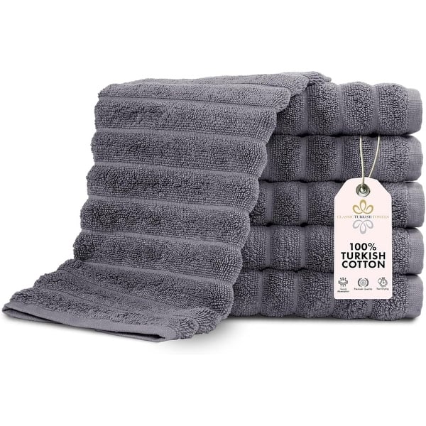 Brampton Set of 6 Luxury Turkish Cotton Washcloths - 13x13" - Grey
