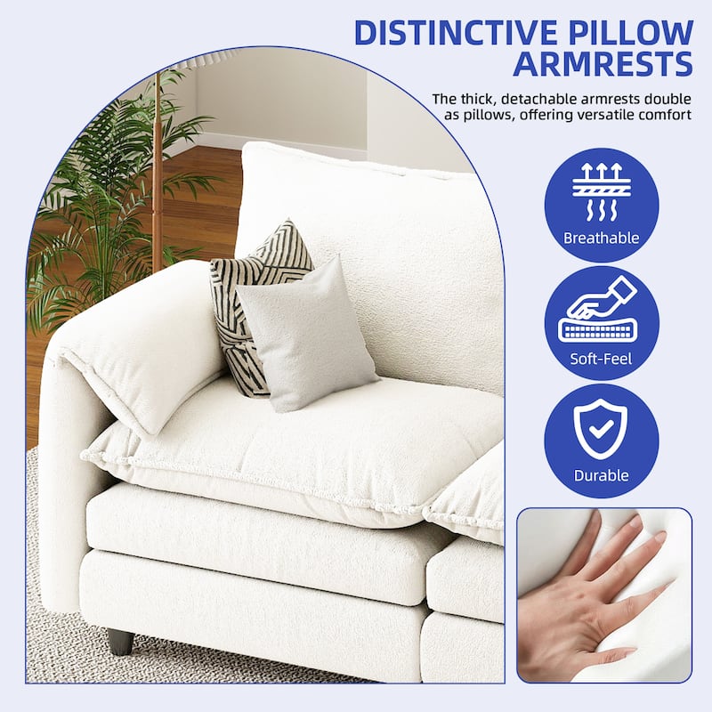 Modern Velvet L Shaped Couch 108" Modular Sectional Sofa with Movable Ottoman