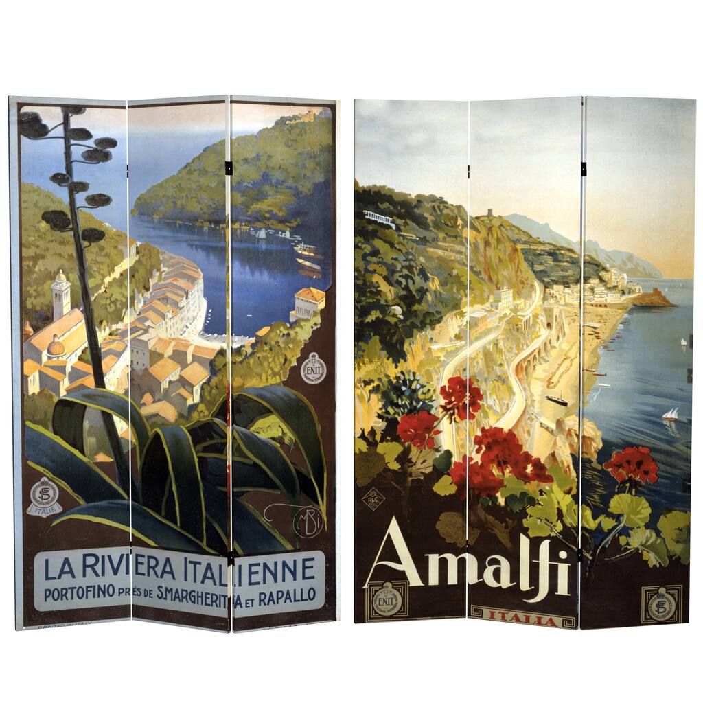 Canvas Double-sided 6-foot Amalfi and Riviera Room Divider (China)