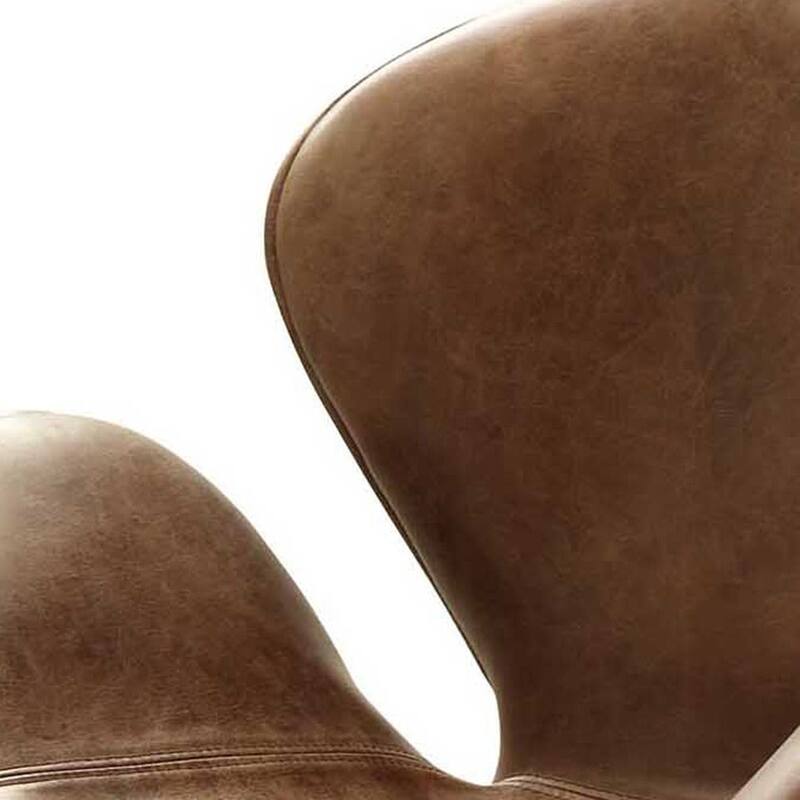 Retro Chrome Accent Chair,Swivel Chair with Padded Cushion - Brown