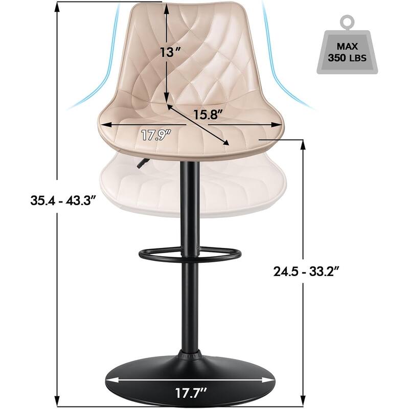 BOSSIN Bar Stools,Counter Heigh Faux Leather Adjustable Bar Stools with Back, Dining Chair