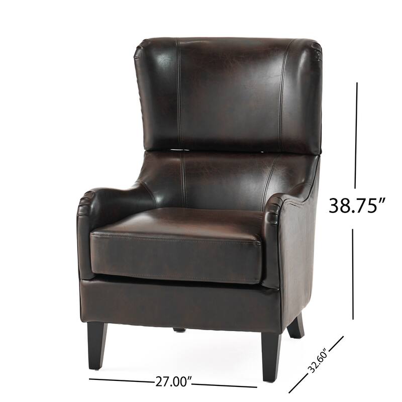 Modern 27" High Back Accent Chair with Birch Wood Legs and Wing Back for Living Room