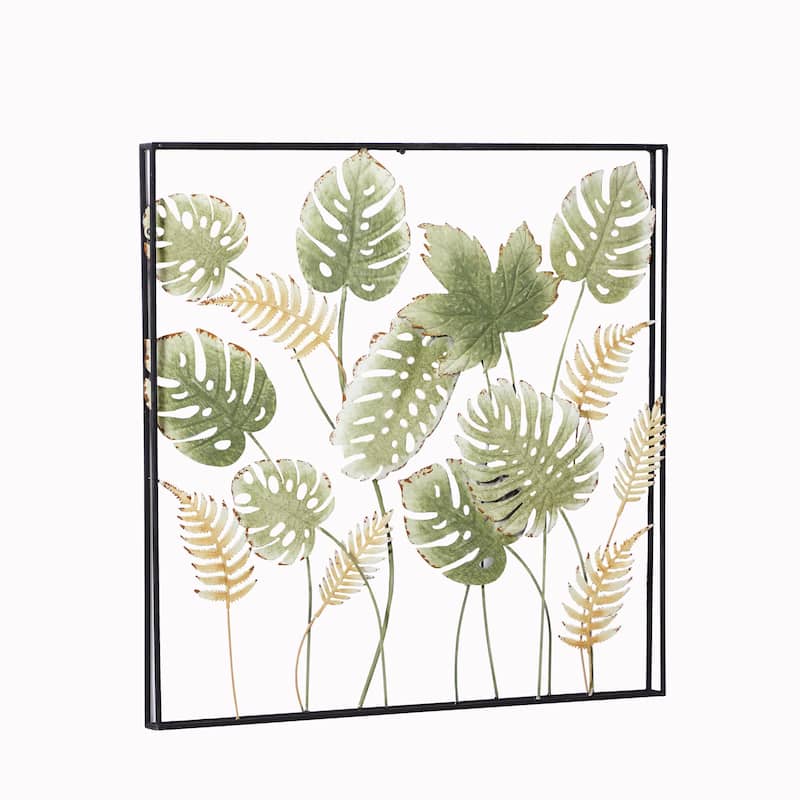 Metal Leaf Tall Cut-Out Home Wall Decor with Intricate Laser Cut Designs - Green - Roche River Decor