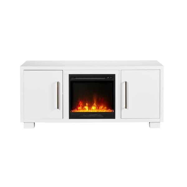 C3 C3P18C9-2030 Shelby 56" Wide Media Console with 4777 BTU / 1400W Electric Fireplace and Soft Close Storage Hinges - White
