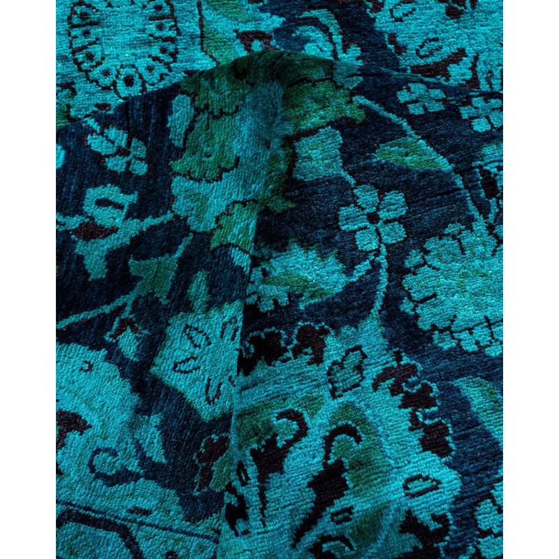 Overdyed, One-of-a-Kind Hand-Knotted Area Rug - Blue - 4' 2" x 6' 2"