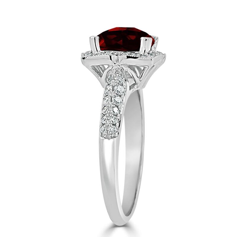 Auriya 1 3/8ct Fancy Cushion-cut Garnet Halo Diamond Engagement Ring 1/3ctw 14k Gold