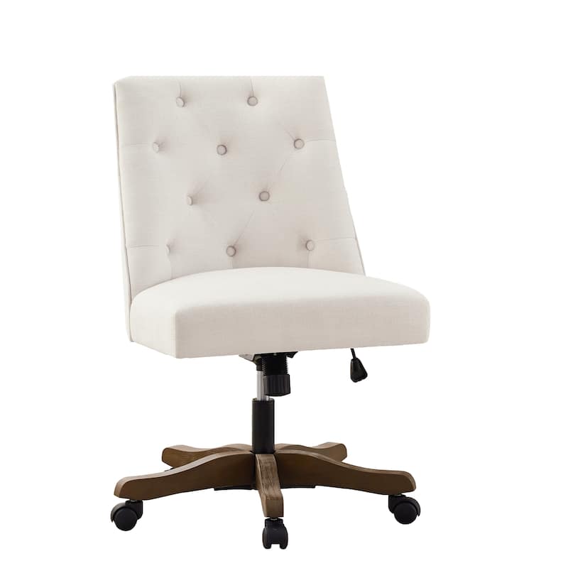 Armless Home Office Chair, 360° Swivel Upholstered Desk Chair, Adjustable Height Computer Task Chair with Wheels - N/A