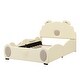 preview thumbnail 5 of 9, Beige Full PU Upholstered Platform Bed with Children's Slide