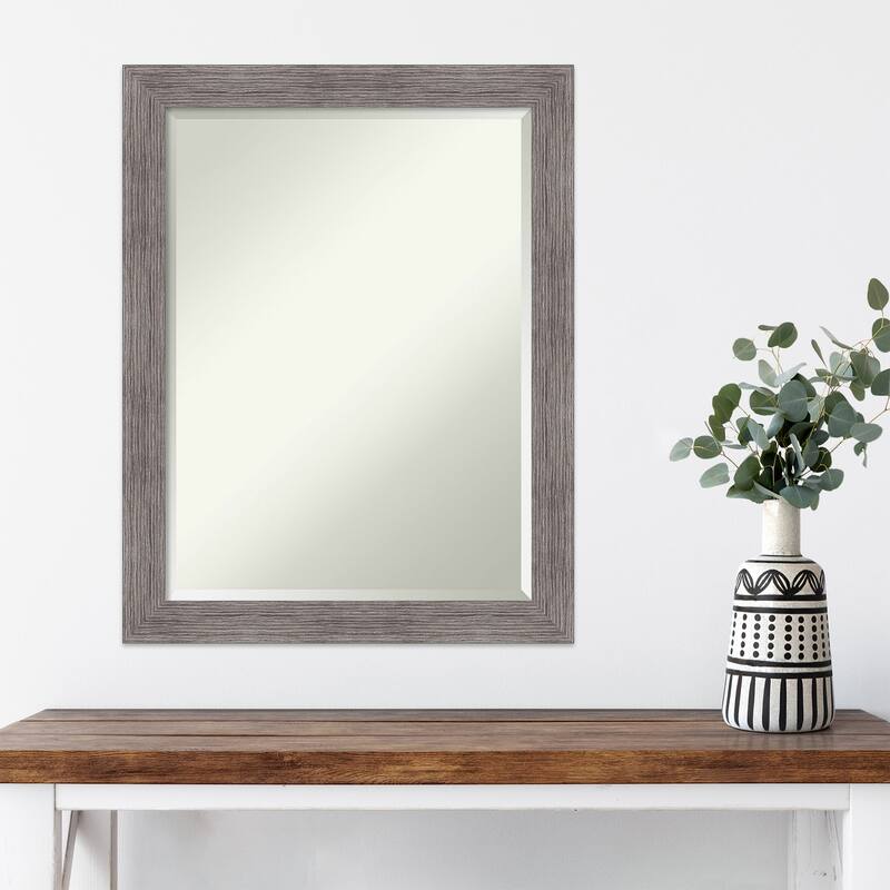 Beveled Wall Mirror - Pinstripe Plank Grey Narrow Frame - Pinstripe Plank Grey Narrow