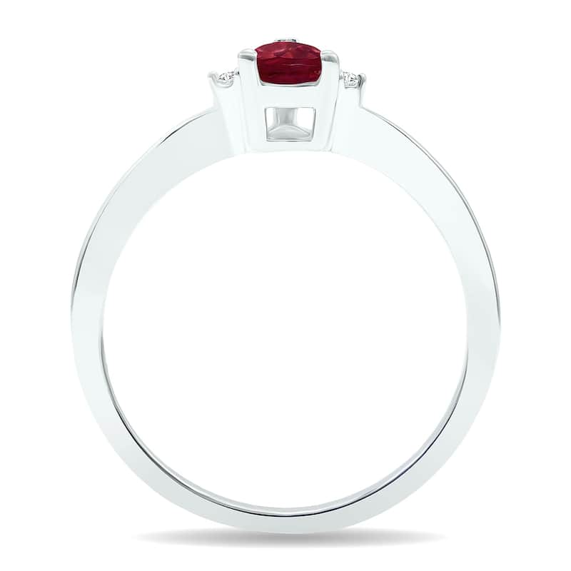 Women's Ruby and Diamond Classic Band in 10K White Gold
