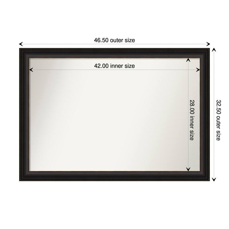 Trio Oil Rubbed Bronze Framed Non-Beveled Custom Wall Mirror, Bathroom Vanity Mirror - Outer Size: 46.5 x 32.5