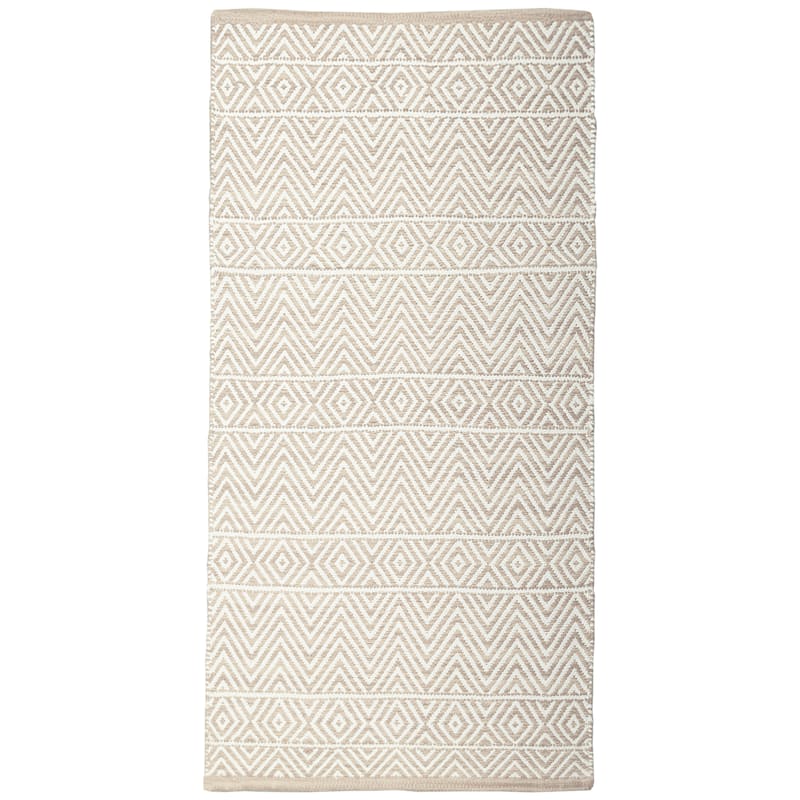 Fabstyles Herringbone Flatweave Cotton Area Rag Rug for Living Room - 22x72 - Beige