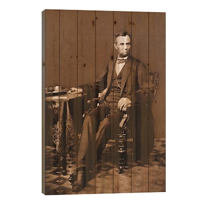 1863 Portrait Of 16th President Abraham Lincoln Print On Wood by Vintage Images - Multi-Color