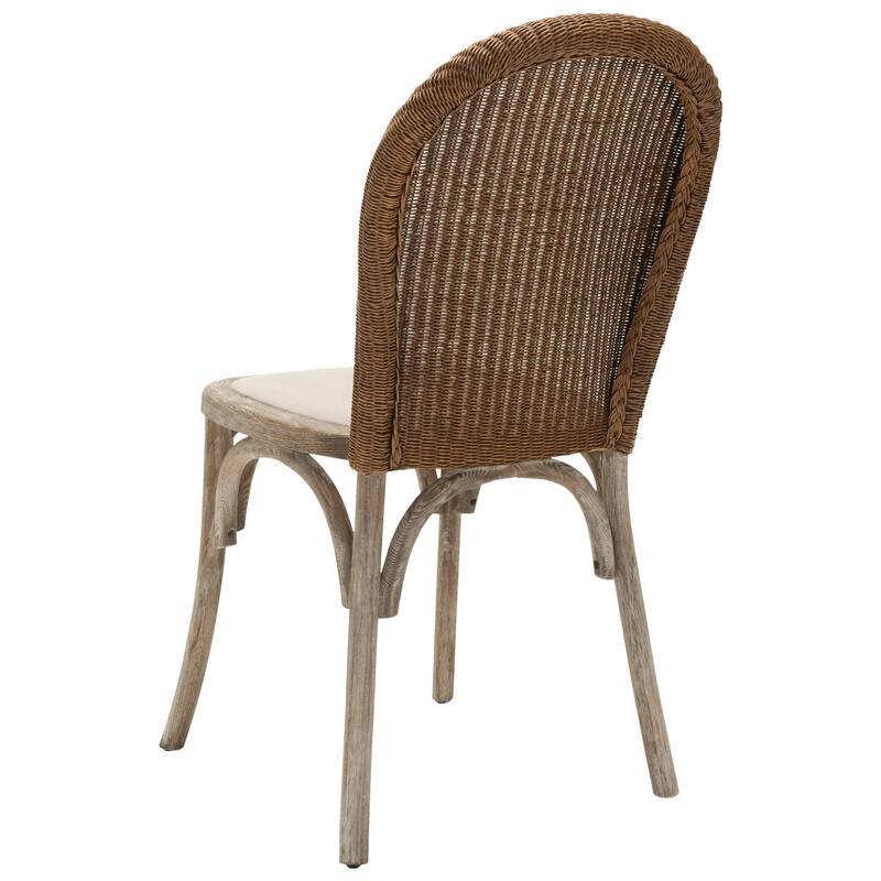 SAFAVIEH Abbey Rochelle Antiqued Oak Finish Taupe Dining Chair (Set of 2) - 18"W x 21"D x 36"H