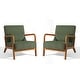 preview thumbnail 24 of 141, 25" W Mid Century Upholstered Wood Accent Chair with Pillow set of 2