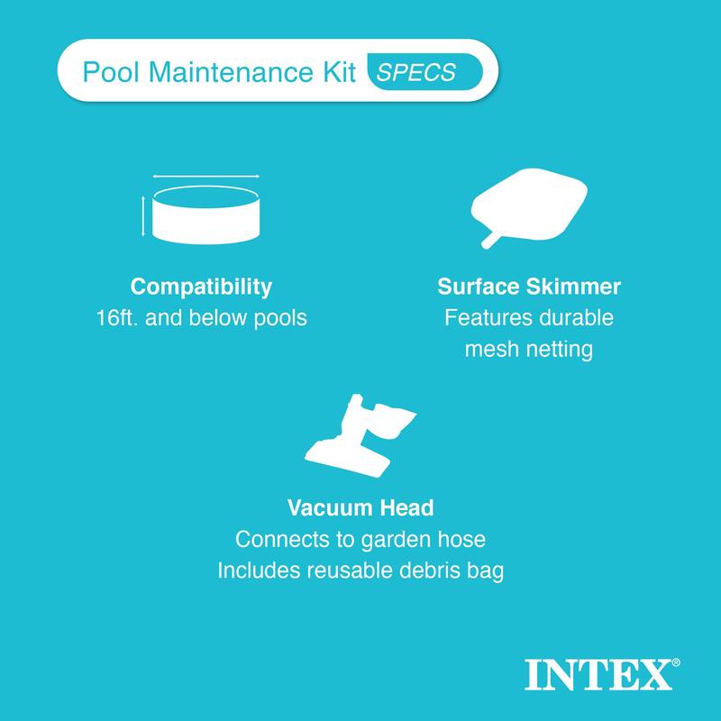 Intex 28002E Maintenance Pool Kit Vacuum Skimmer & Pole (Pool Sold Separately) - 3.47