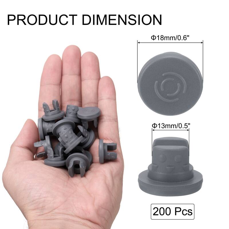 13mm/0.5" Vials Rubber Stoppers, Two Legs Butyl Rubber Stopper, Grey - 200Pcs