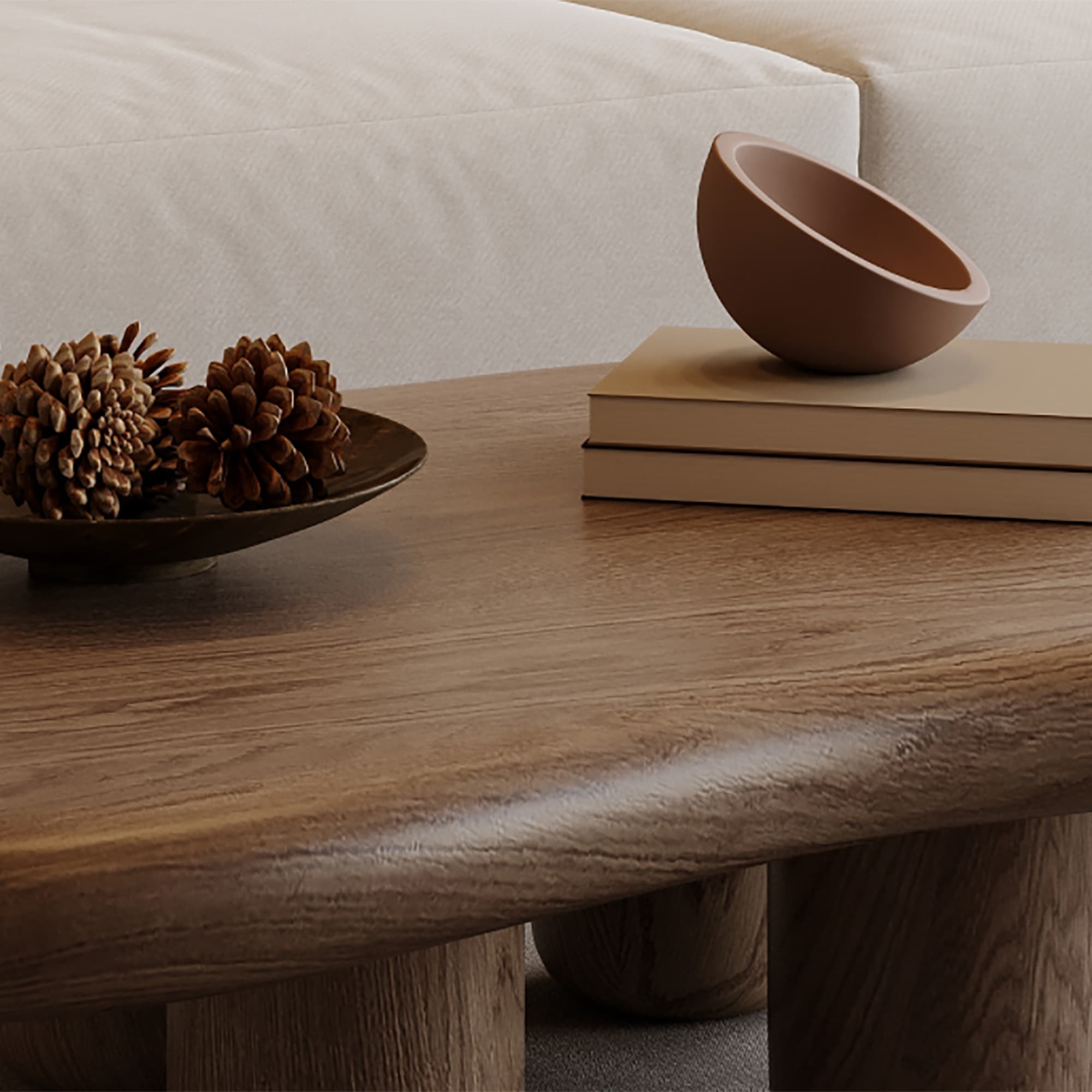48.4" Modern Walnut Cloud Coffee Table for Living Room