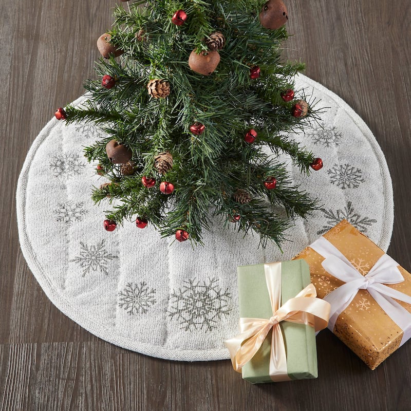 Yuletide Burlap Antique White Snowflake Tree Skirt 24 - 24 in