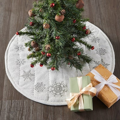 Yuletide Burlap Antique White Snowflake Tree Skirt 24