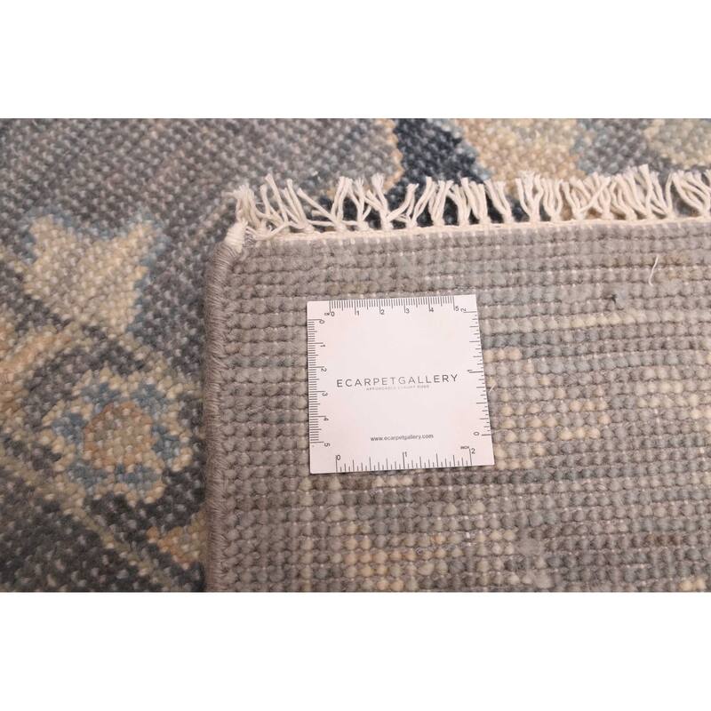 ECARPETGALLERY Hand-knotted Modern Oushak Dark Grey Wool Rug - 7'11 x 9'10