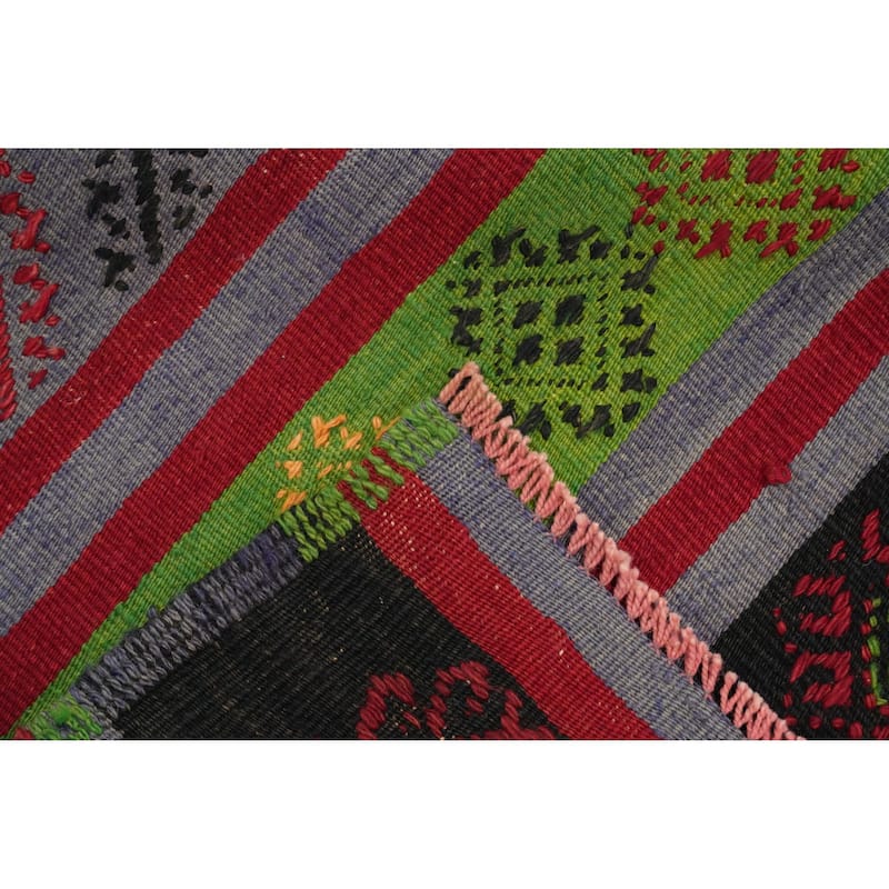 Hand Woven Oriental 100% Wool Carpet Southwestern Tribal Multi-Colored Kilim Area Rug - 10' 4'' X 5' 9''