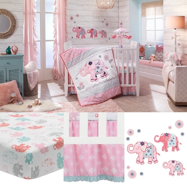 Shop Lambs Ivy Boho Elephant Pink Gray White Nursery 5 Piece