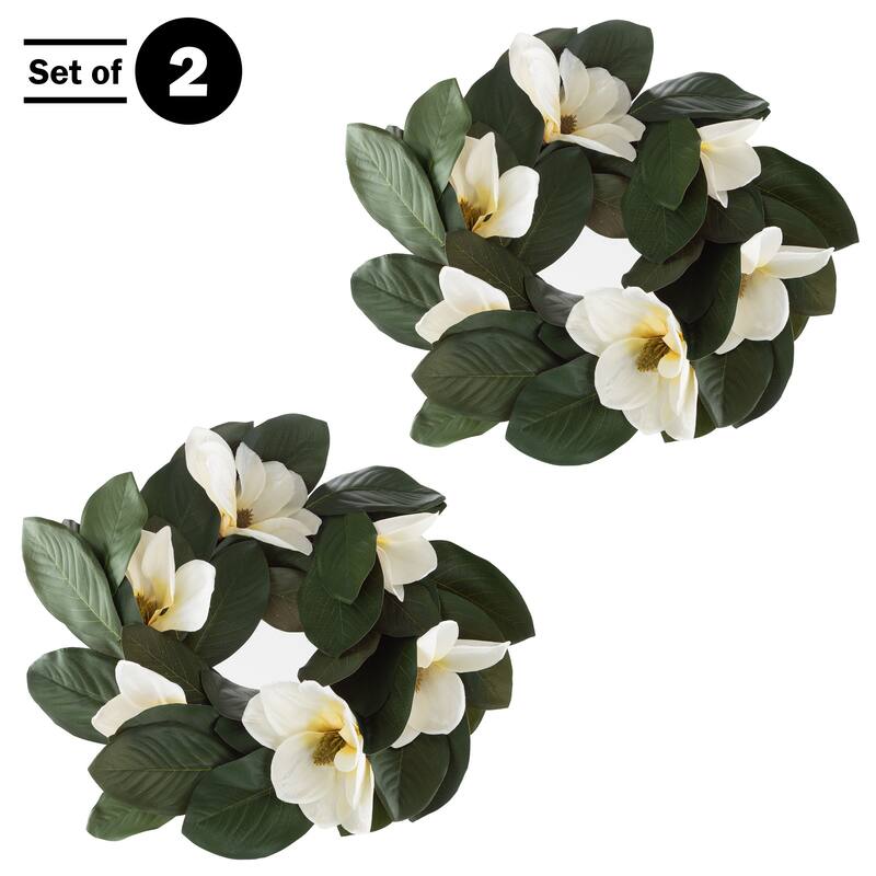 Pure Garden 24-Inch Artificial Magnolia Wreath