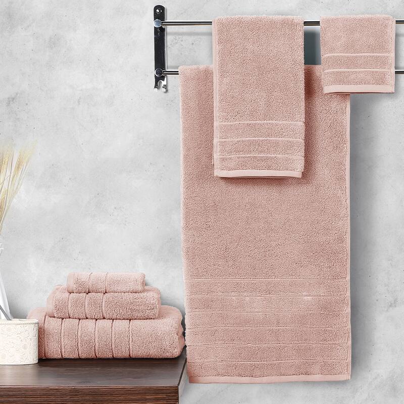 Anne Klein 6 Piece Reverie 100% Cotton Towel Set - Blush