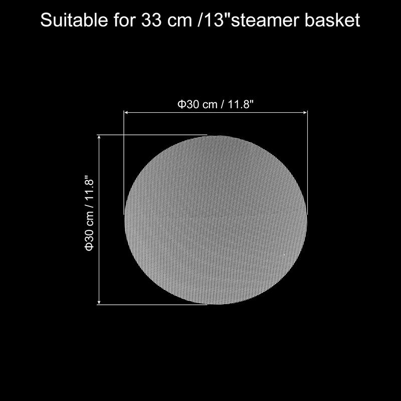 5 Pcs Reusable Round Non-Stick Steamer Liners Mesh Mat Pad, White - 11.8 inch