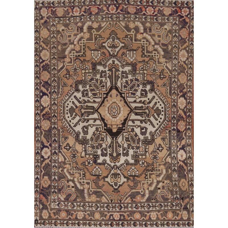 Geometric Bakhtiari Persian Vintage Rug Handmade Wool Carpet - 4'7" x 6'6"
