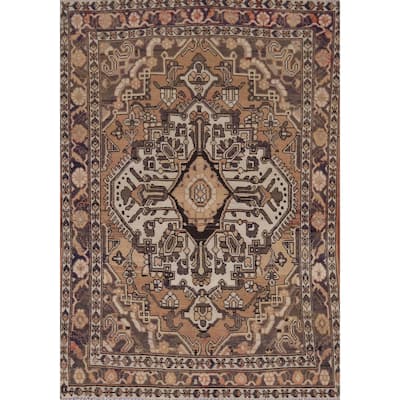 Geometric Bakhtiari Persian Vintage Rug Handmade Wool Carpet - 4'7" x 6'6"