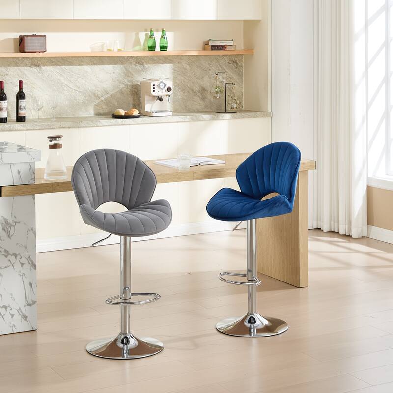 Bar Stools Set of 2 - Adjustable Barstools with Back and Footrest, Counter Height Bar Chairs