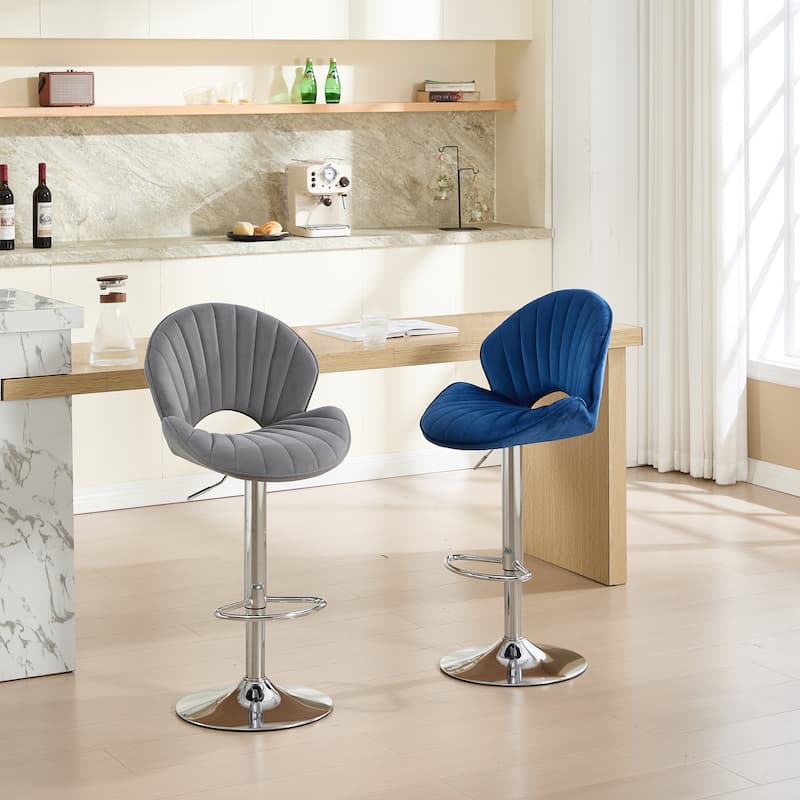 Counter Height Bar Chairs Set of 2, Swivel Bar Stools with Adjustable Height, Kitchen Island Chairs with Back & Footrest