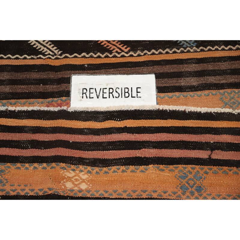 Hand Woven Oriental 100% Wool Carpet Southwestern Tribal Oranges & Rust Kilim Area Rug - 10' 9'' X 6' 4''