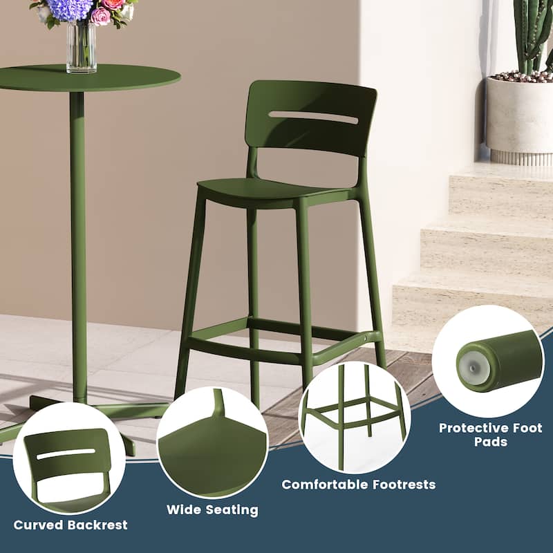 Frond and Form 29.5" Outdoor Patio Poly Plastic Bar Stool (Set of 2)