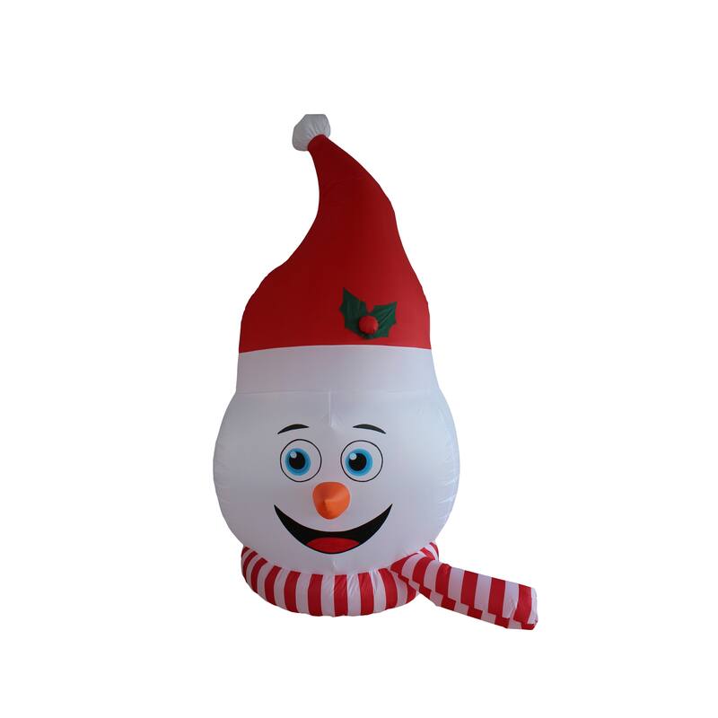 A Holiday Company Snowman Head with Blue Shimmer Light, 8 ft Tall, Multi